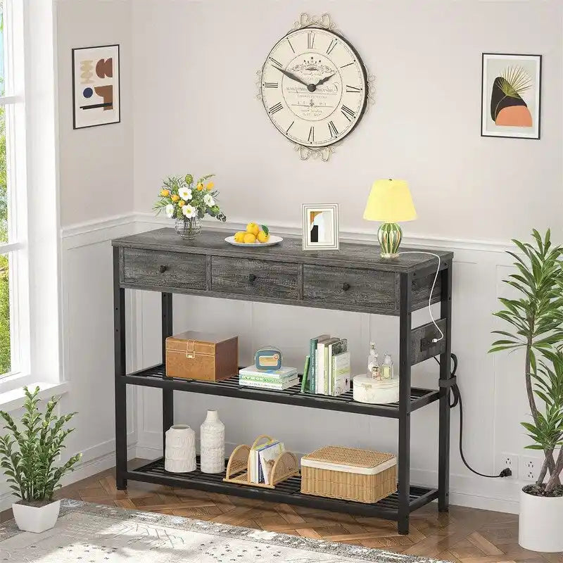 Tavolo da ingresso da 47" con prese e porte USB - 11,8P x 47,2L x 31,8A