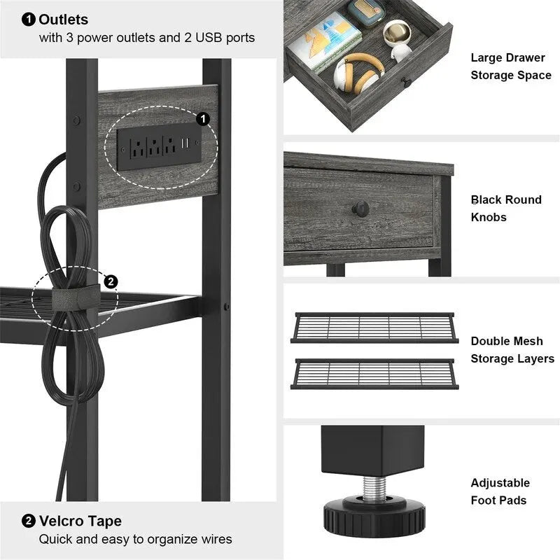 Tavolo da ingresso da 47" con prese e porte USB - 11,8P x 47,2L x 31,8A