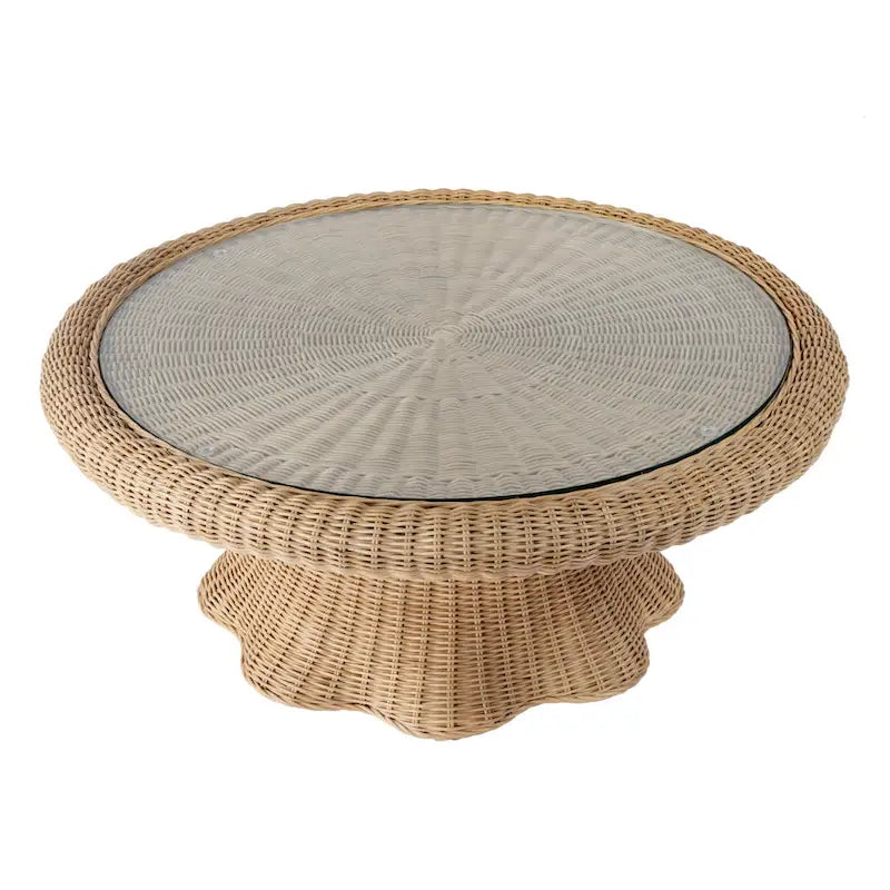 Tavolino da caffè smerlato in rattan Flora