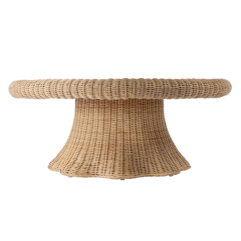 Tavolino da caffè smerlato in rattan Flora