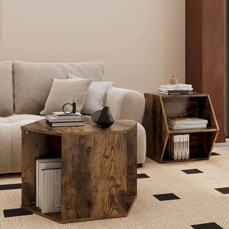 Table basse hexagonale, table d'appoint, table de chevet