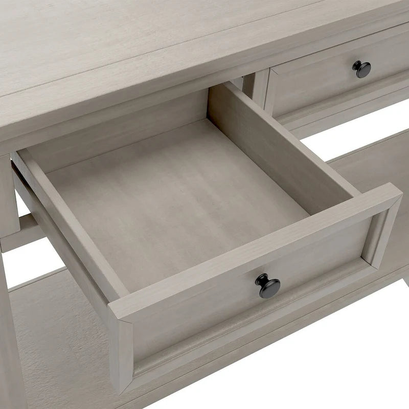Console 4 tiroirs 1 étagère de style vintage, table d'entrée classique, table de rangement derrière un canapé