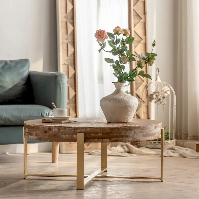 31.29Table Basse Ronde Moderne Rétro avec Raccord