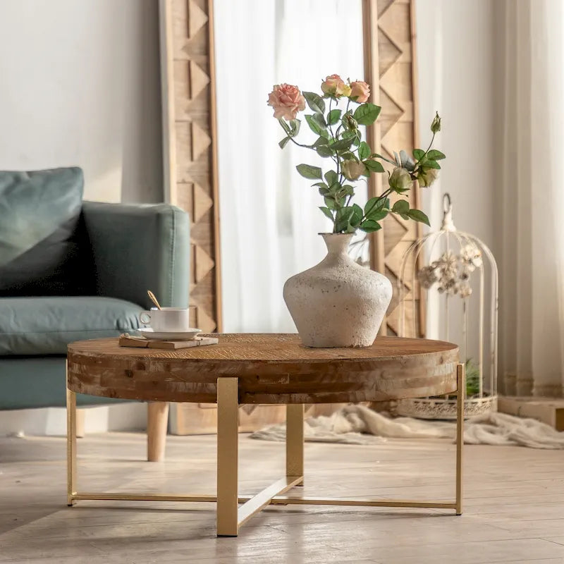 31.29Table Basse Ronde Moderne Rétro avec Raccord