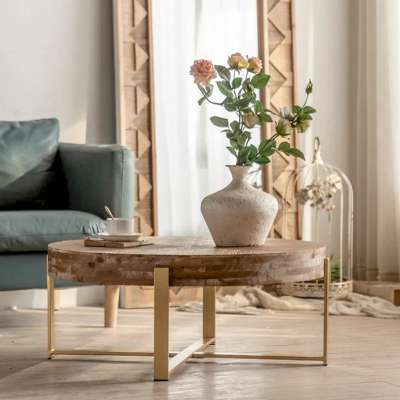31.29Table Basse Ronde Moderne Rétro avec Raccord