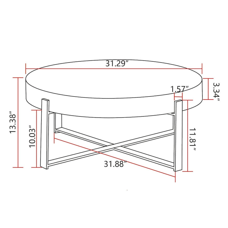 31.29Table Basse Ronde Moderne Rétro avec Raccord