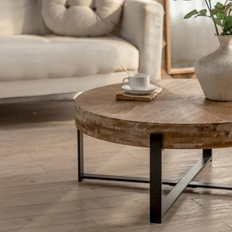 31.29Table Basse Ronde Moderne Rétro avec Raccord