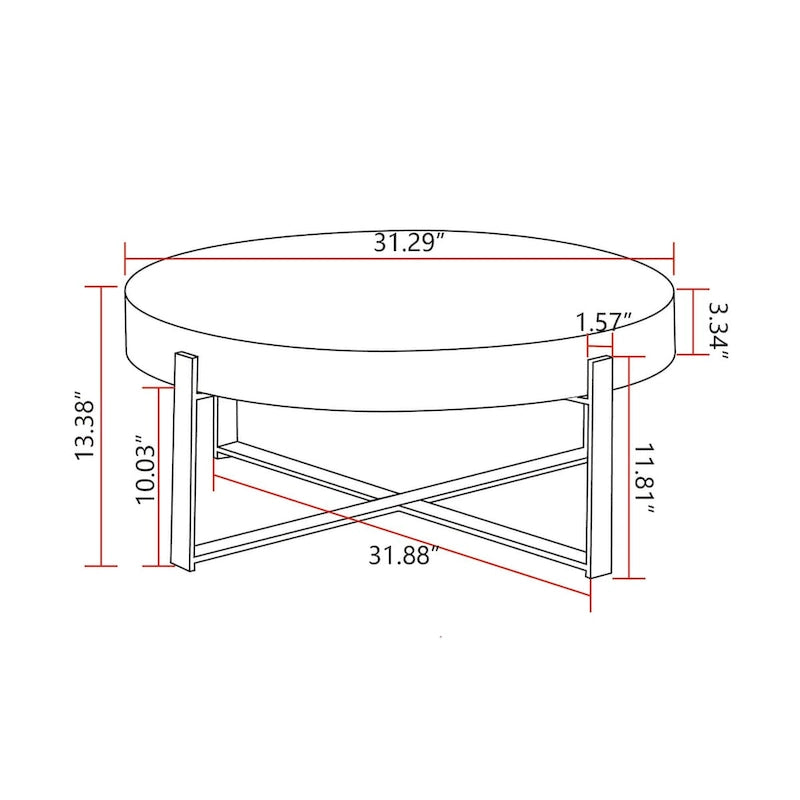 31.29Table Basse Ronde Moderne Rétro avec Raccord