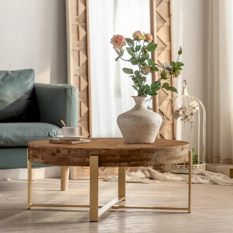 31.29Table Basse Ronde Moderne Rétro avec Raccord