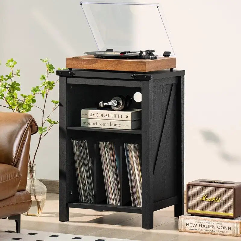 Mobile per giradischi con contenitore per dischi in vinile - 15,74P x 19,68L x 29,01A