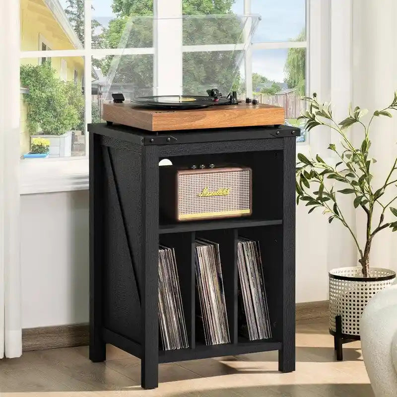 Mobile per giradischi con contenitore per dischi in vinile - 15,74P x 19,68L x 29,01A
