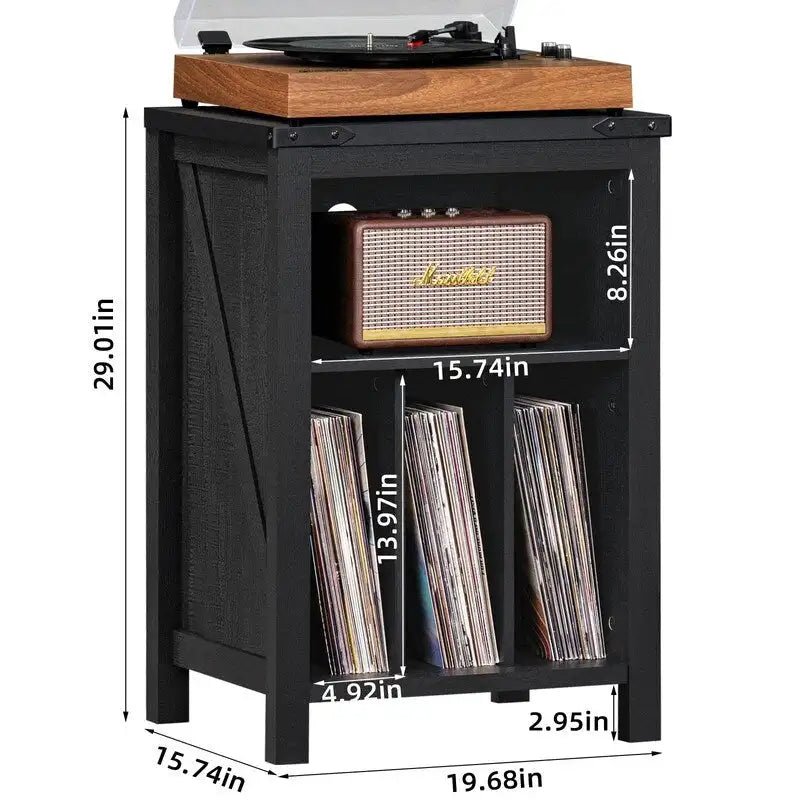 Mobile per giradischi con contenitore per dischi in vinile - 15,74P x 19,68L x 29,01A