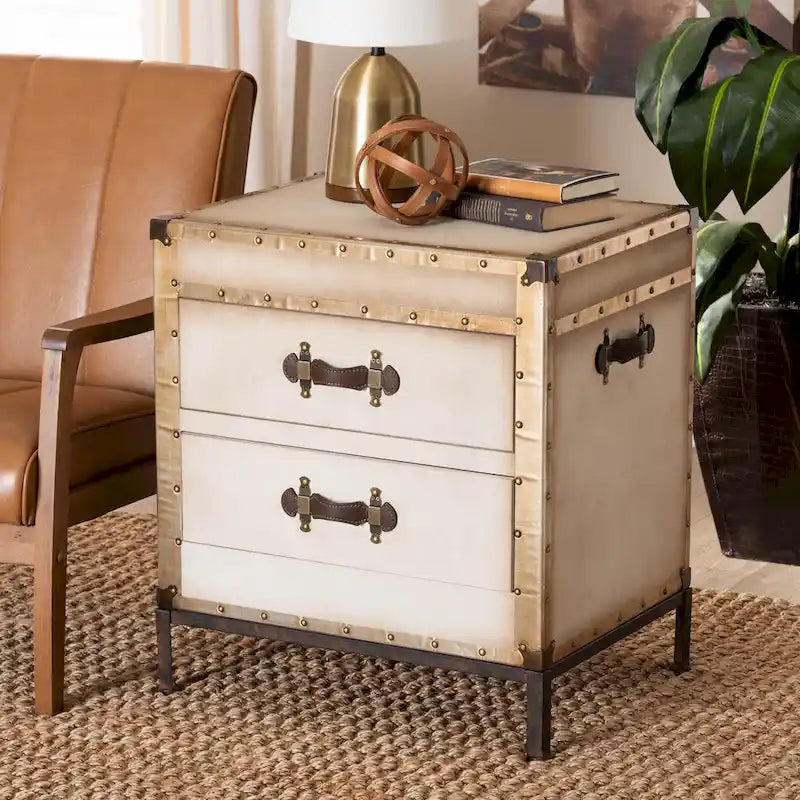 Laura Vintage Canvas End Table Trunk