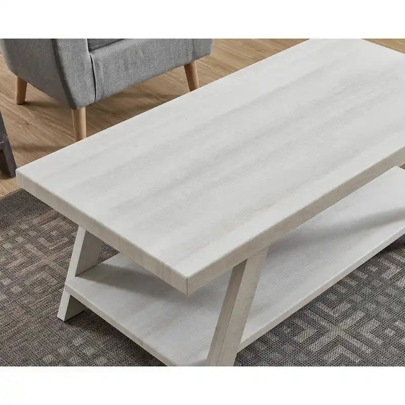 Ensemble table basse 3 pièces avec étagère en bois, style contemporain
