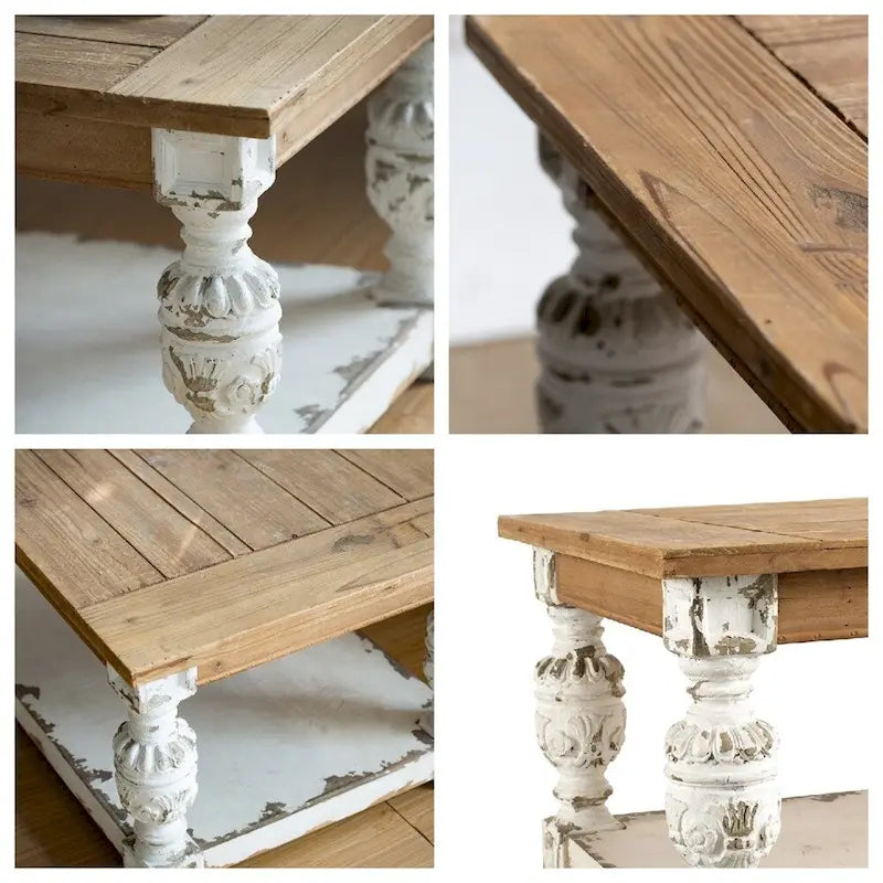 Tavolino da caffè rettangolare in legno, Tavolino da caffè in stile provenzale