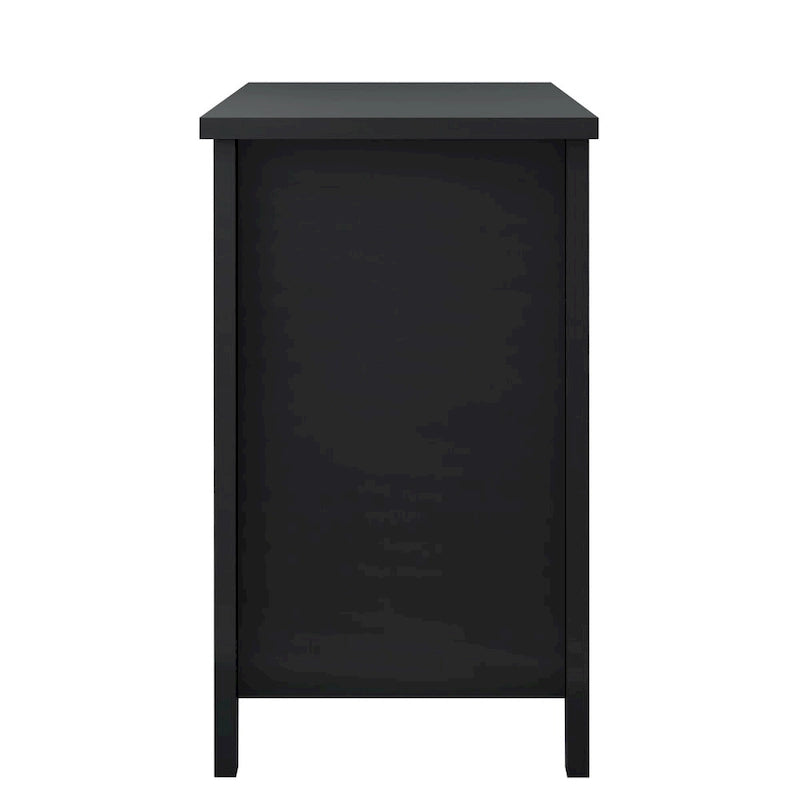 Madia da Ingresso in Legno Massello Nero con Sei Cassetti Stile Rustico