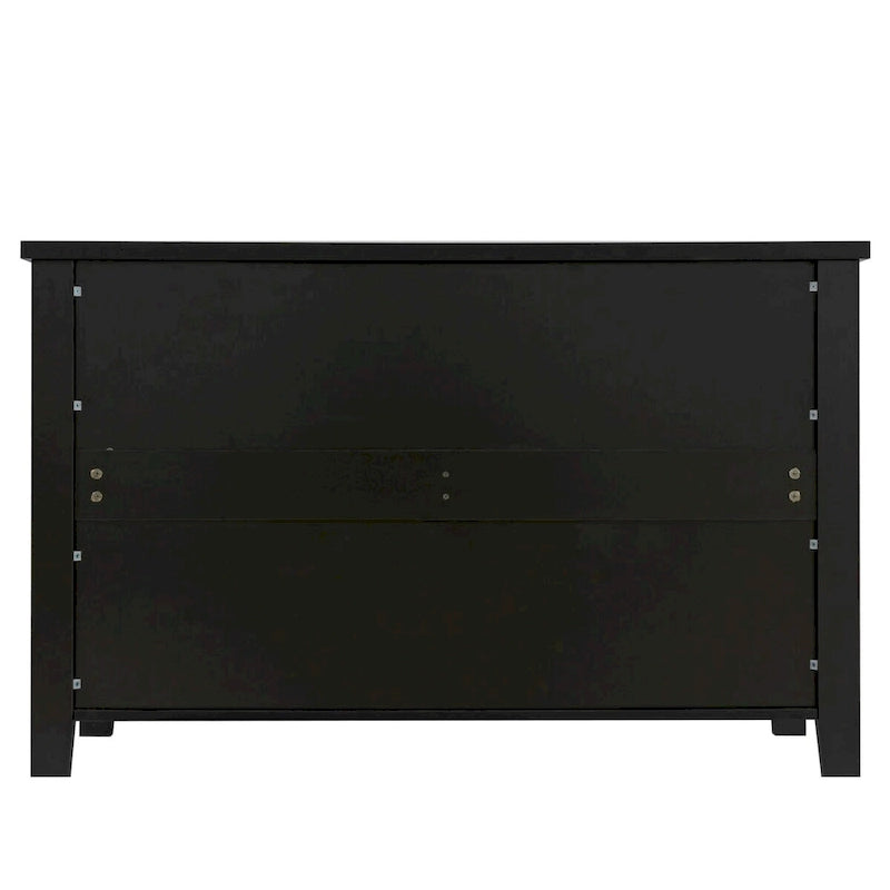 Madia da Ingresso in Legno Massello Nero con Sei Cassetti Stile Rustico