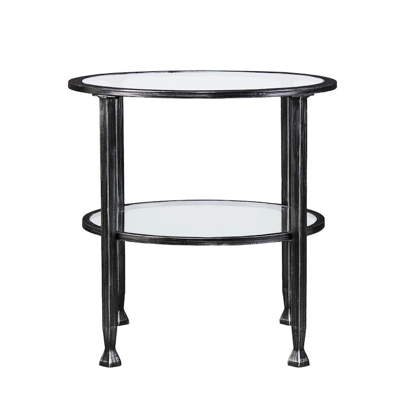 HomeRoots Table d'appoint ronde 24 en verre noir et fer - 24x24x24