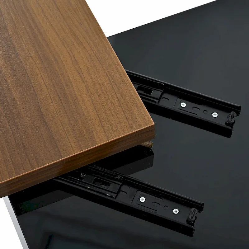 Tavolino da Caffè Moderno Quadrato in Legno con Piano Traslabile e 4 Cassetti Nascosti