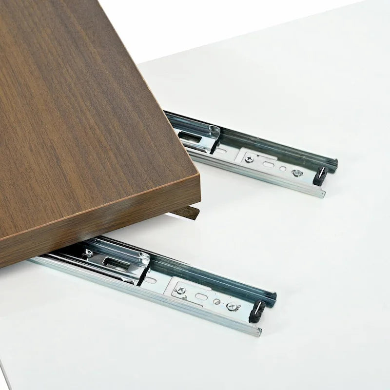 Tavolino da Caffè Moderno Quadrato in Legno con Piano Traslabile e 4 Cassetti Nascosti
