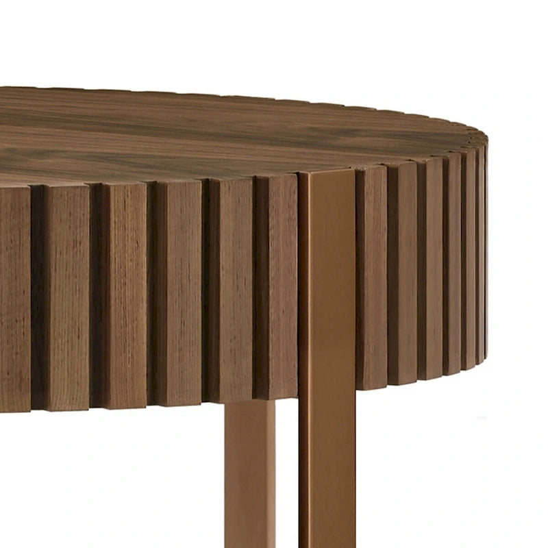 Table Basse Ronde Moderne Faite à la Main 80 cm pour Salon, Petite Table Basse avec Piédestal Robuste