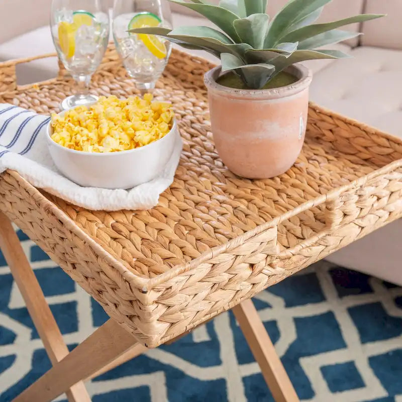 Table de service pliable Christiansen Natural Hyacinth avec plateau amovible