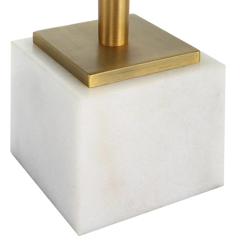 Tavolino d'appoggio Porch & Den in vetro e ferro dorato con base in marmo massiccio