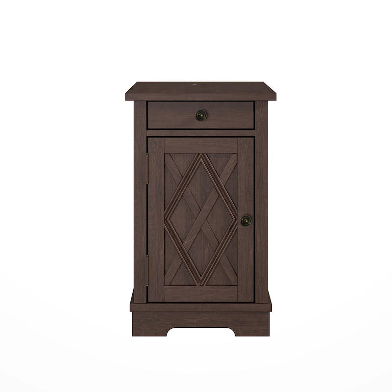 Tavolino/Comodino con ricarica classica con porte USB e vano portaoggetti - 58,4 cm di altezza