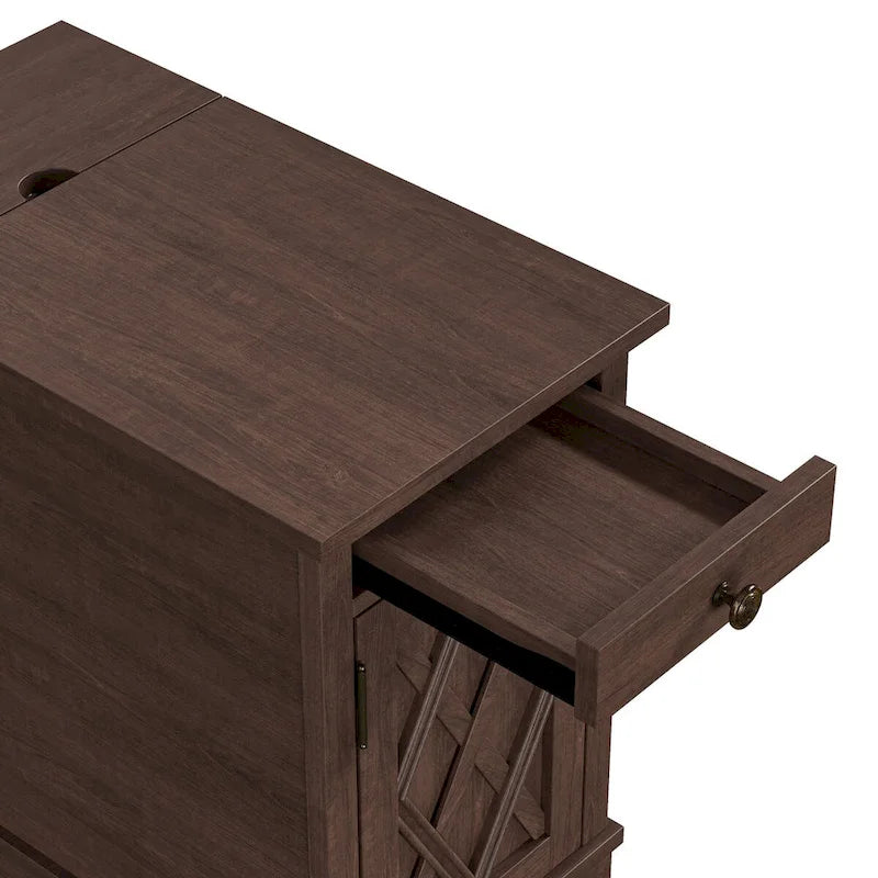 Tavolino/Comodino con ricarica classica con porte USB e vano portaoggetti - 58,4 cm di altezza