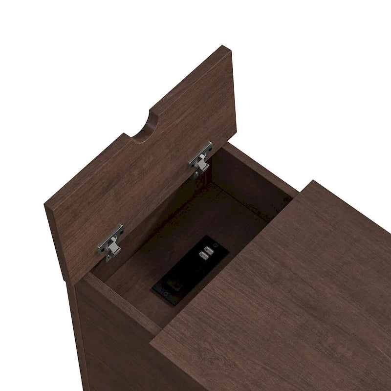 Tavolino/Comodino con ricarica classica con porte USB e vano portaoggetti - 58,4 cm di altezza