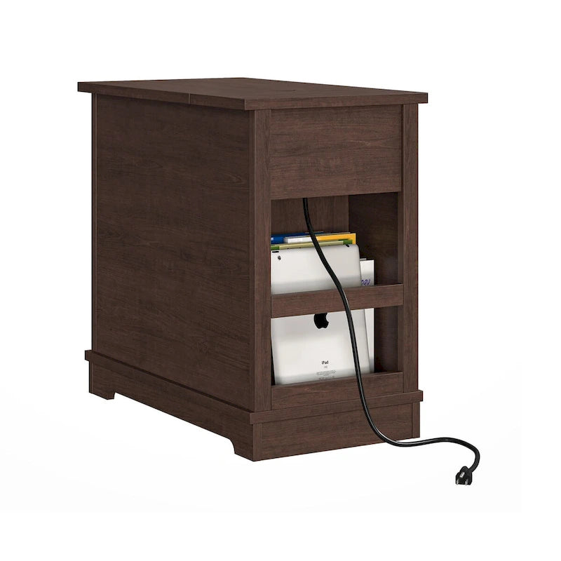 Tavolino/Comodino con ricarica classica con porte USB e vano portaoggetti - 58,4 cm di altezza