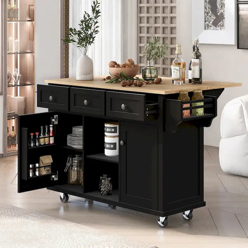 Carrello da Cucina su Ruote Portatile con Contenitore