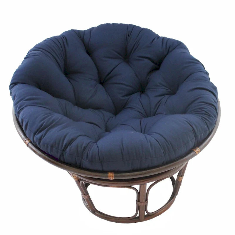Sedia Papasan in rattan da 42 pollici con cuscino in twill