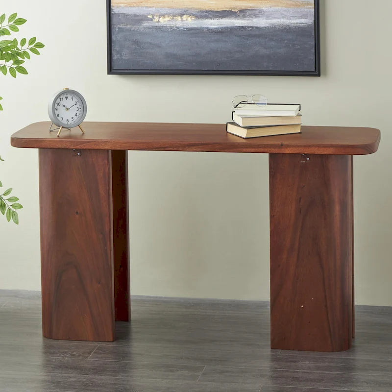 Consolle in legno con pannelli a gambe curve - Marrone Scuro - Roche River Decor