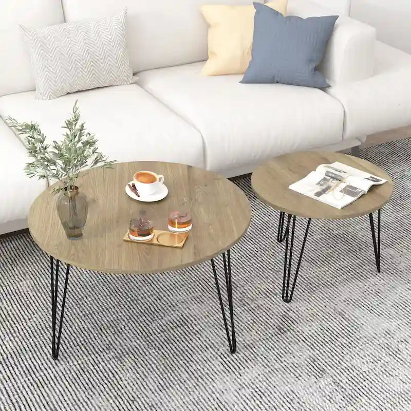 Set di 2 Tavolini da Caffè Rotondi Nido, 27.56
