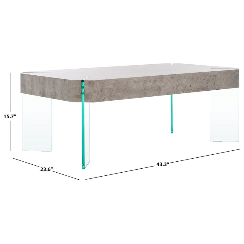 Tavolino da caffè rettangolare contemporaneo SAFAVIEH Home Katelyn con gambe in vetro - 43Px24Lx16A