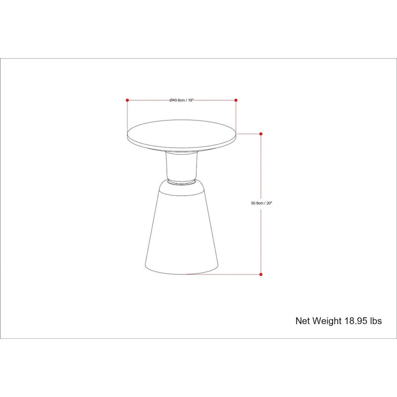 WYNDENHALL Viviana Tavolino laterale moderno in metallo da 40 cm in ottone anticato - 40 cm di larghezza