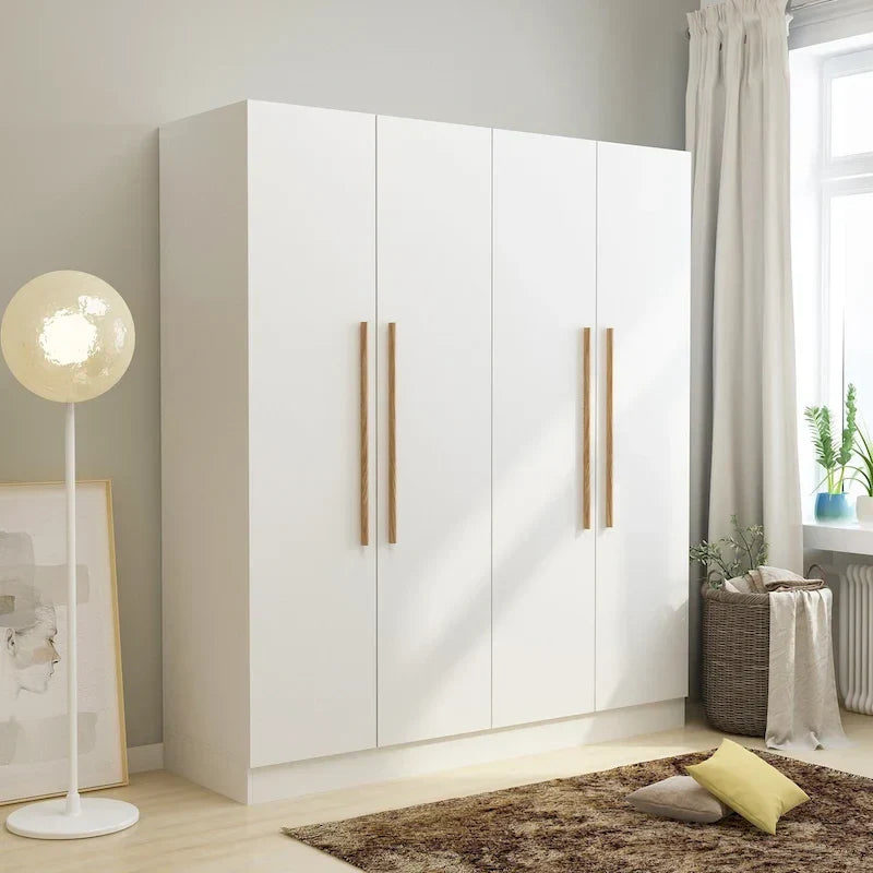 Armadio moderno freestanding in legno massiccio con ripiani