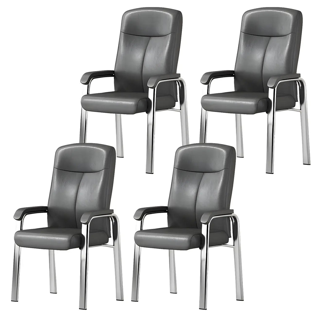Sedia da ufficio HomeyFad moderna in pelle e metallo a 4 gambe con braccioli
