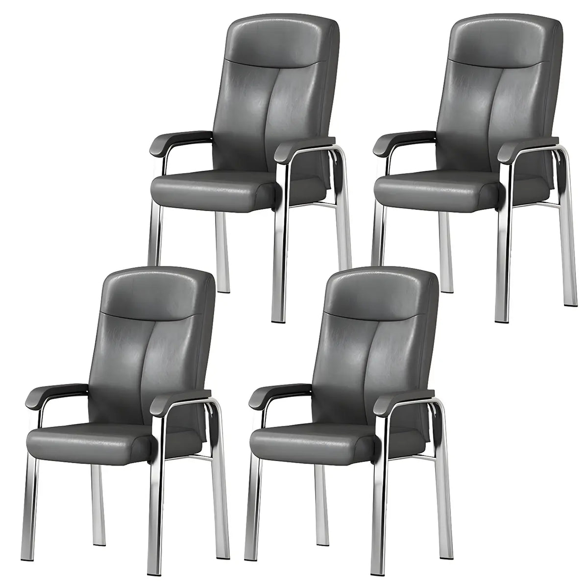 Sedia da ufficio HomeyFad moderna in pelle e metallo a 4 gambe con braccioli