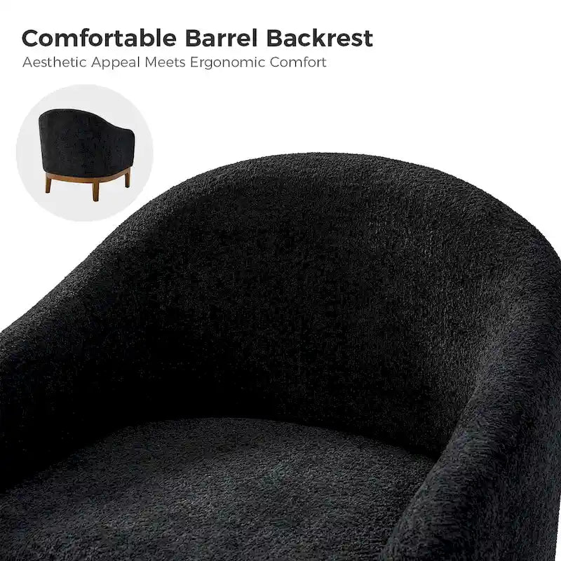 Poltrona a botte Augus Modern Boucle con gambe in legno massello di HULALA HOME