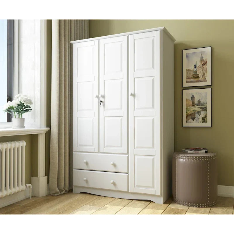 Guardaroba a 3 ante - Bianco/Moka/Java - Legno massello