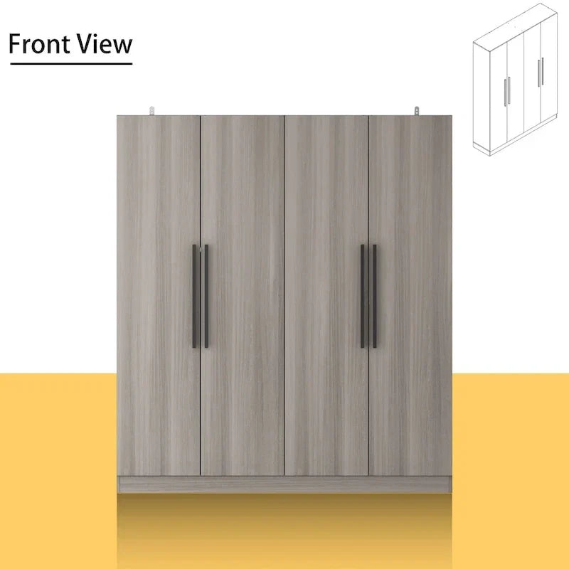 Armadio moderno freestanding in legno massiccio con ripiani