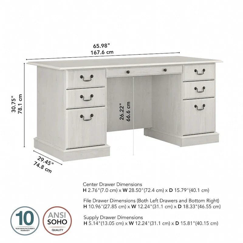 Scrivania Direzionale Bush Furniture Saratoga con Cassetti e Vani Contenitori