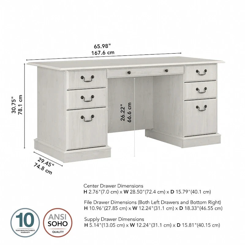 Scrivania Direzionale Bush Furniture Saratoga con Cassetti e Vani Contenitori