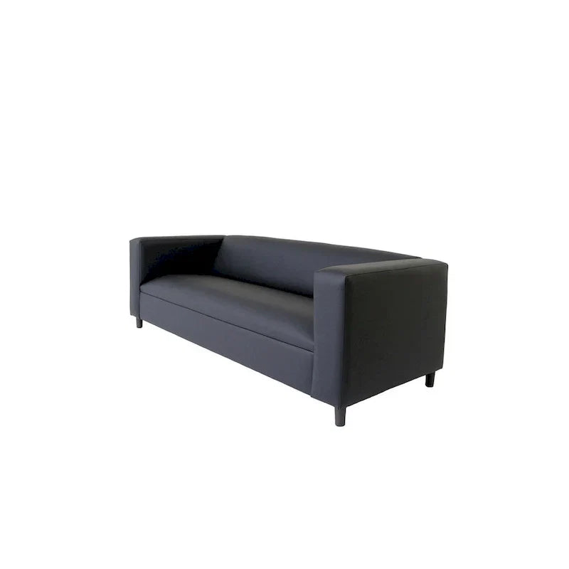 Divano a 3 posti in stile Mid-Century Modern, similpelle, struttura in legno massello, imbottito