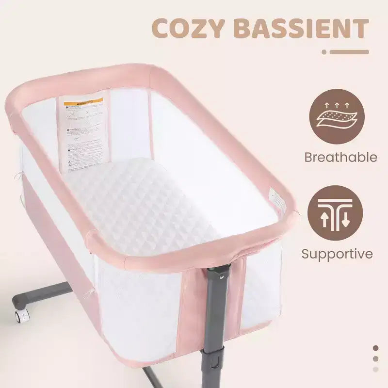 Moïse pour bébé à roulettes – Beige / Gris / Rose, Cododo, pour 1 bébé