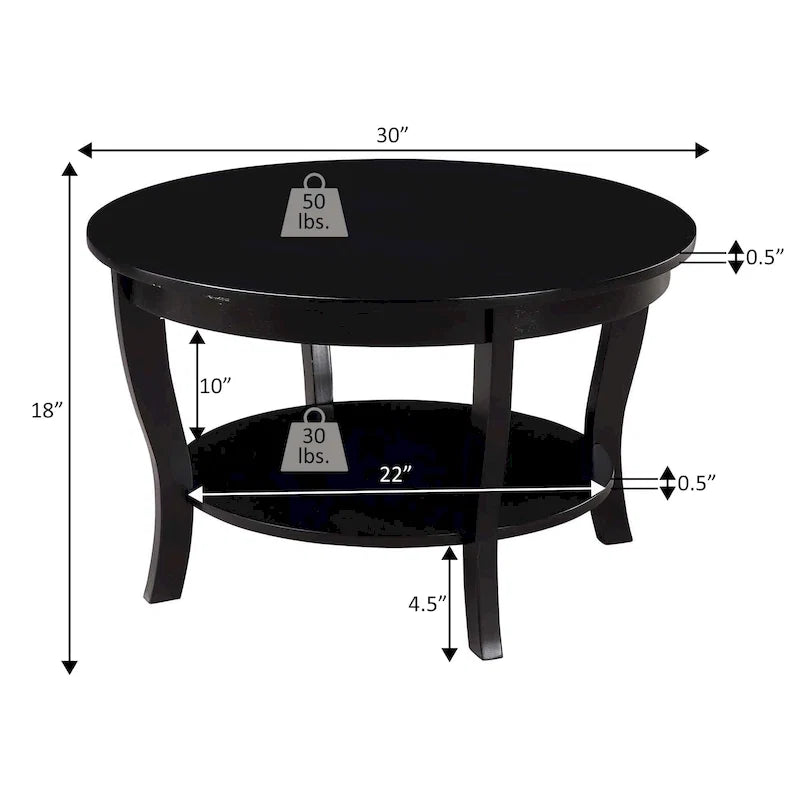 Tavolino rotondo con ripiano