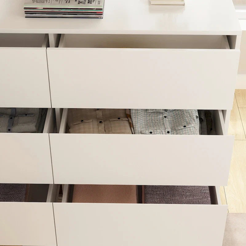 Cassettiera e Scrivania Girevole a 32,7H, con 6 Cassetti, Tavolo da Trucco, Bianco/Nero