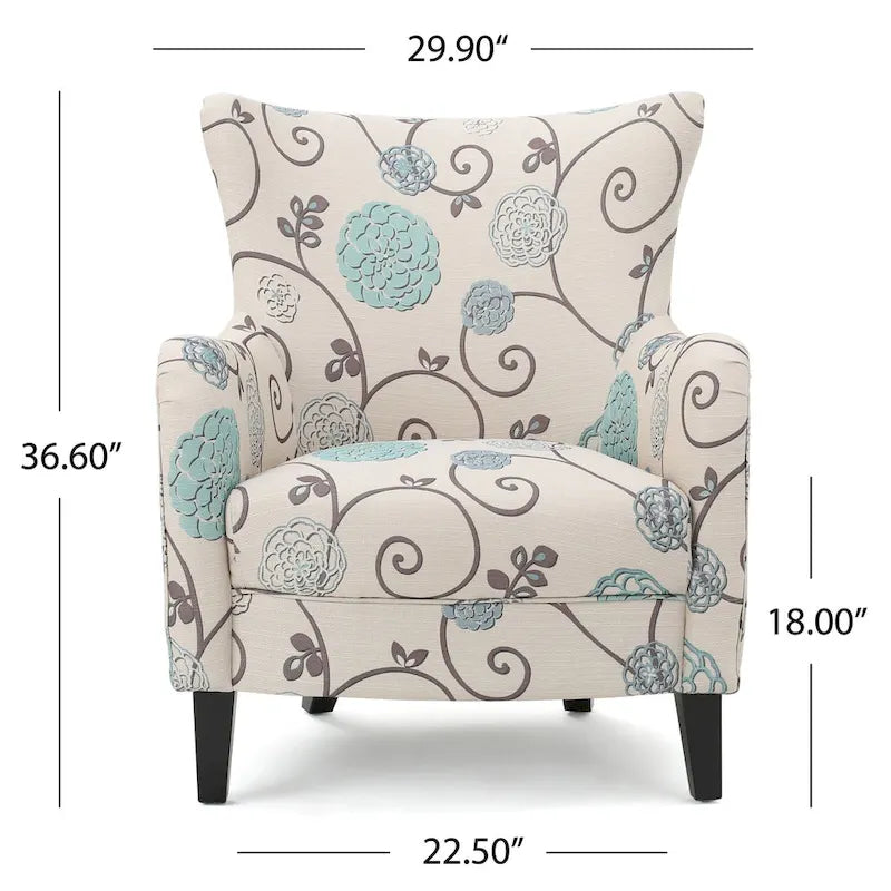 Poltrona imbottita schienale alto Modern Retro 30,25" con gambe in legno per soggiorno